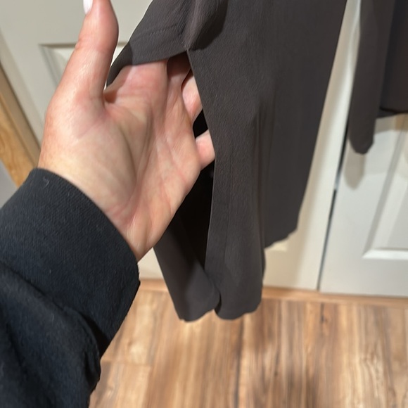 NWOT Eileen Fisher, dark brown silk Georgette short poncho/Palazzo pants - Picture 8 of 11